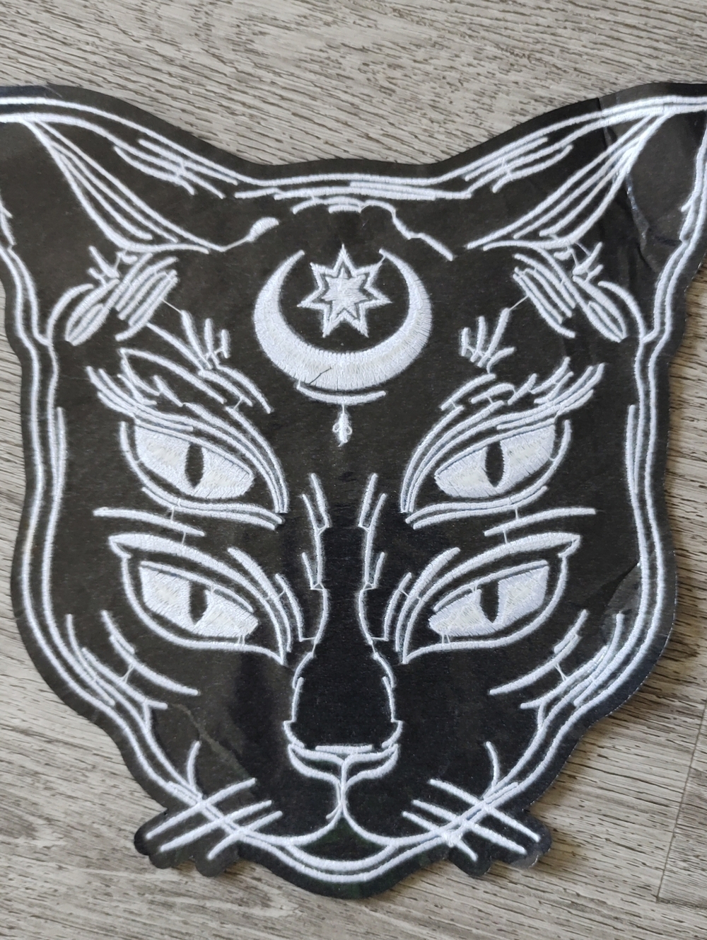 NEW Goth Black Triple-Eye Cat Embroidered Patch - Picture 5 of 7